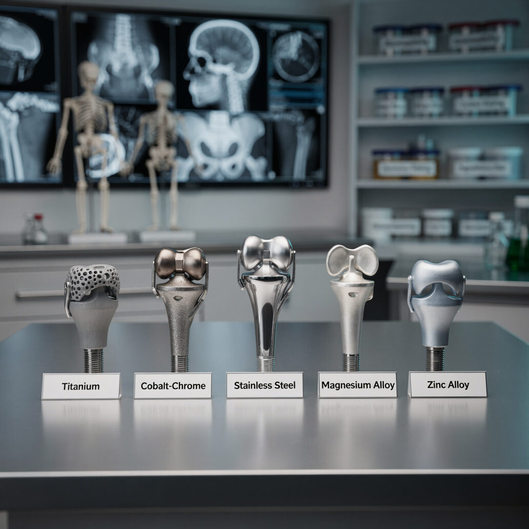 FutureBridge_Explore metallic biomaterials in orthopedics, comparing titanium, cobalt-chrome, stainless steel, and biodegradable magnesium and zinc alloys for next-generation implants.